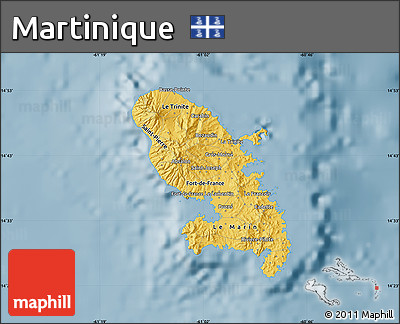 Savanna Style Map of Martinique, single color outside