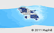 Flag Panoramic Map of Martinique, single color outside, bathymetry sea, flag centered