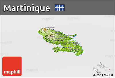 Physical Panoramic Map of Martinique, cropped outside