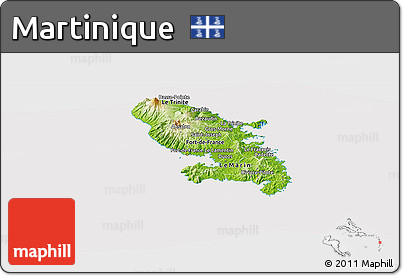 Physical Panoramic Map of Martinique, cropped outside
