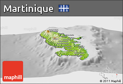 Physical Panoramic Map of Martinique, desaturated