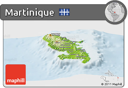 Physical Panoramic Map of Martinique, lighten