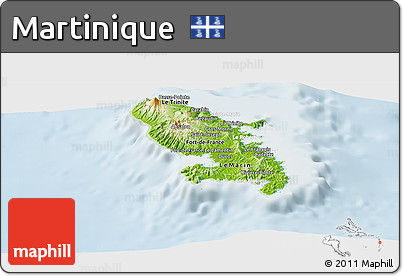 Physical Panoramic Map of Martinique, lighten