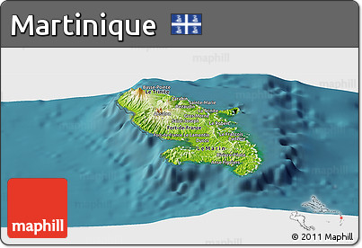 Physical Panoramic Map of Martinique, satellite outside