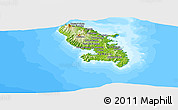 Physical Panoramic Map of Martinique, single color outside, bathymetry sea