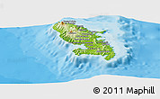 Physical Panoramic Map of Martinique, single color outside, bathymetry sea, shaded relief sea