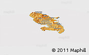 Political Shades Panoramic Map of Martinique, cropped outside