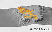 Political Shades Panoramic Map of Martinique, darken, desaturated