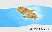 Political Shades Panoramic Map of Martinique, darken, land only