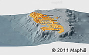 Political Shades Panoramic Map of Martinique, darken, semi-desaturated
