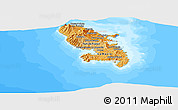 Political Shades Panoramic Map of Martinique, lighten, land only