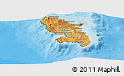 Political Shades Panoramic Map of Martinique, satellite outside, bathymetry sea