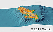 Political Shades Panoramic Map of Martinique, single color outside, satellite sea