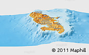 Political Shades Panoramic Map of Martinique, single color outside, shaded relief sea