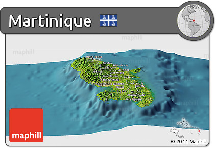 Satellite Panoramic Map of Martinique, physical outside, satellite sea