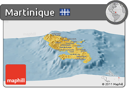 Savanna Style Panoramic Map of Martinique