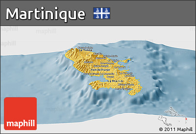 Savanna Style Panoramic Map of Martinique