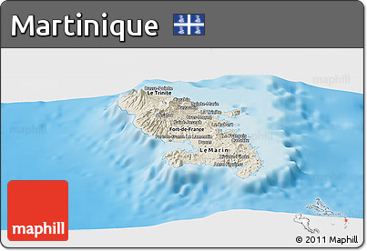 Shaded Relief Panoramic Map of Martinique