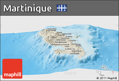 Shaded Relief Panoramic Map of Martinique