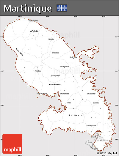 Classic Style Simple Map of Martinique, cropped outside
