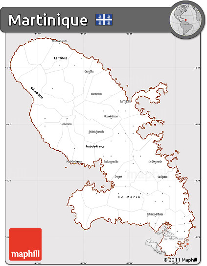 Classic Style Simple Map of Martinique, cropped outside