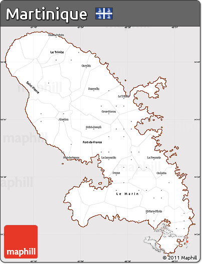 Classic Style Simple Map of Martinique, cropped outside