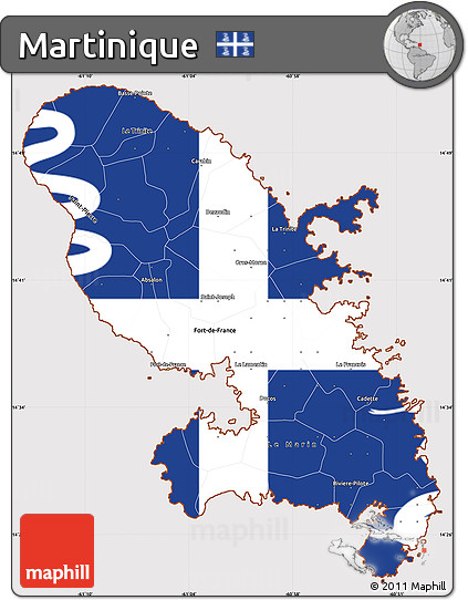 Flag Simple Map of Martinique, flag centered