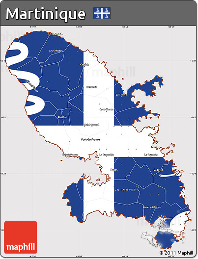 Flag Simple Map of Martinique, flag centered