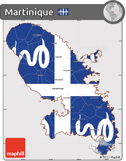 Flag Simple Map of Martinique, flag rotated