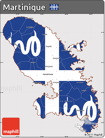 Flag Simple Map of Martinique, flag rotated