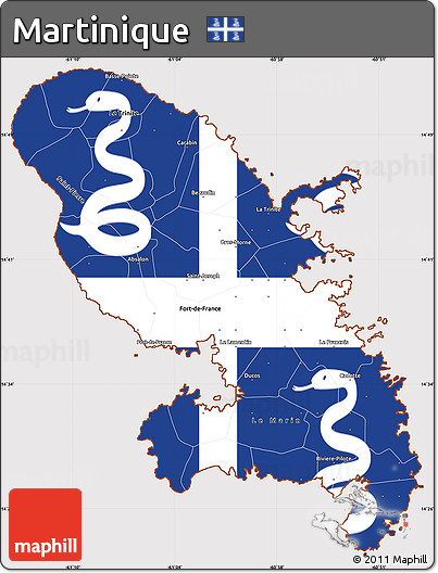 Flag Simple Map of Martinique