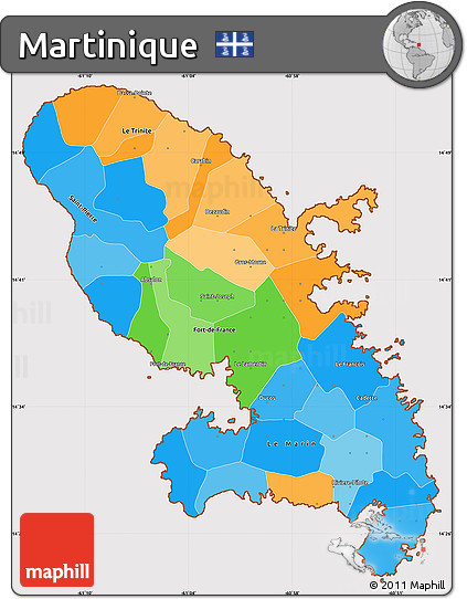 Political Simple Map of Martinique, cropped outside