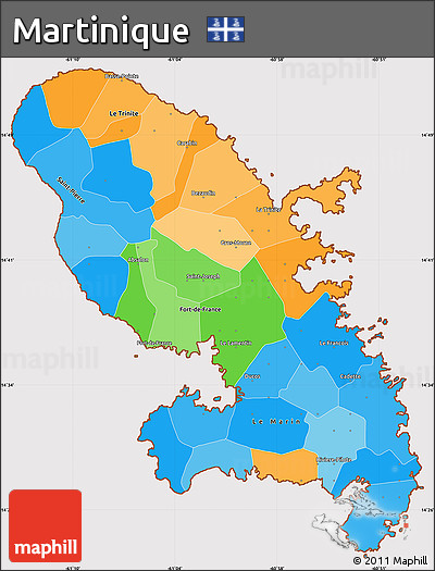 Political Simple Map of Martinique, cropped outside