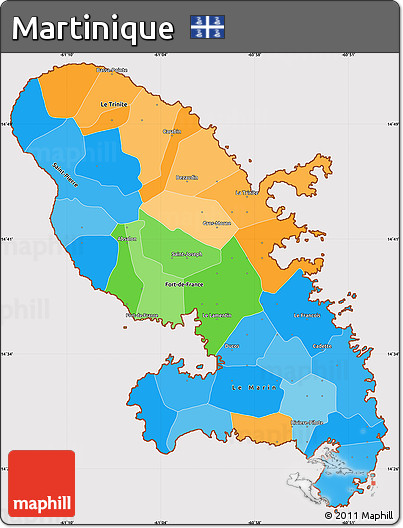 Political Simple Map of Martinique, cropped outside