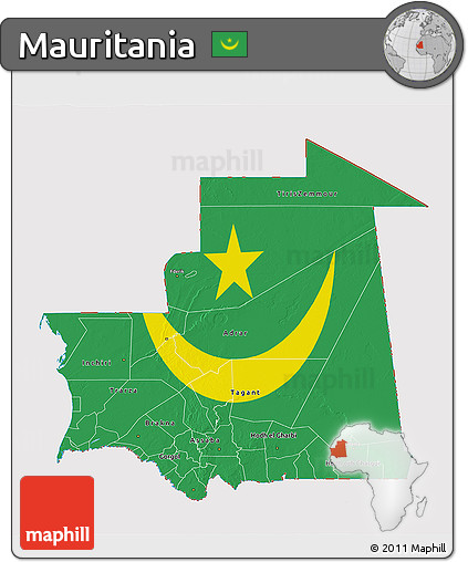 Flag 3D Map of Mauritania