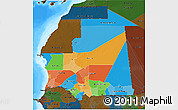 Political 3D Map of Mauritania, darken, land only