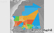 Political 3D Map of Mauritania, desaturated
