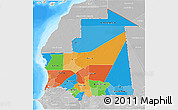 Political 3D Map of Mauritania, lighten, desaturated, land only