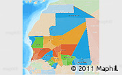 Political 3D Map of Mauritania, lighten, land only