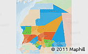 Political 3D Map of Mauritania, lighten