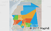 Political 3D Map of Mauritania, lighten, semi-desaturated