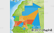 Political 3D Map of Mauritania, physical outside