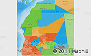 Political 3D Map of Mauritania, political shades outside