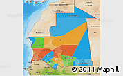 Political 3D Map of Mauritania, satellite outside, bathymetry sea