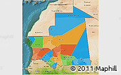 Political 3D Map of Mauritania, satellite outside
