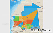 Political 3D Map of Mauritania, shaded relief outside, bathymetry sea