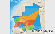 Political 3D Map of Mauritania, shaded relief outside