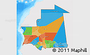 Political 3D Map of Mauritania, single color outside, bathymetry sea