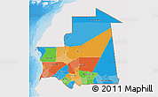 Political 3D Map of Mauritania, single color outside