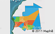 Political 3D Map of Mauritania, single color outside, satellite sea
